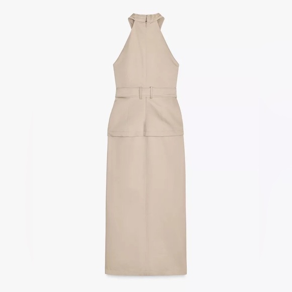 NET ZARA CROSSOVER BELTED MIDI DRESS - Picture 12 of 14